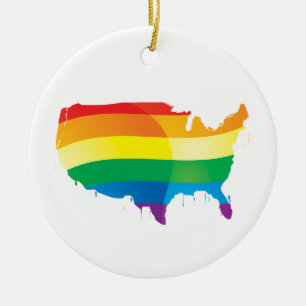PRIDE AMERICA CERAMIC ORNAMENT
