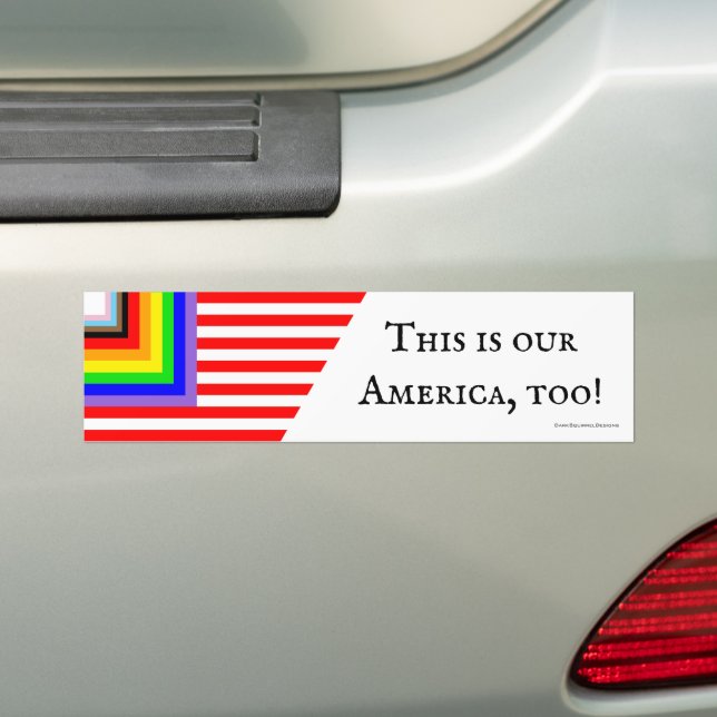Pride American Flag bumper sticker (On Car)