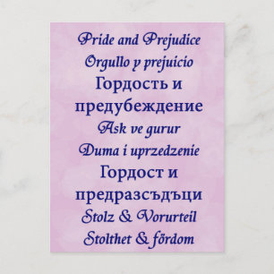 Pride and Prejudice around the world. Postcard