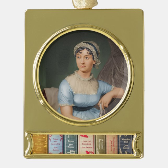 Pride and Prejudice Gold Plated Banner Ornament (Front)