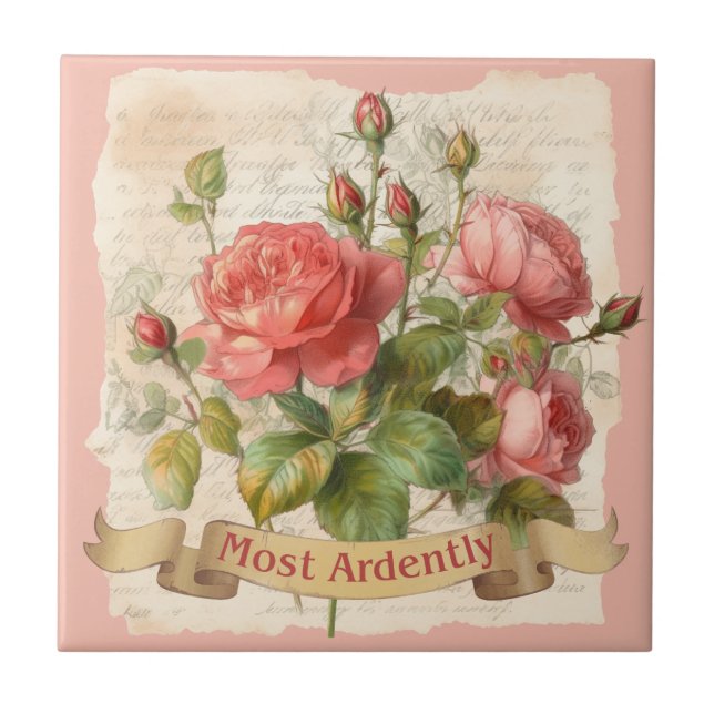 Pride and Prejudice Mr Darcy quote, Most Ardently Ceramic Tile (Front)