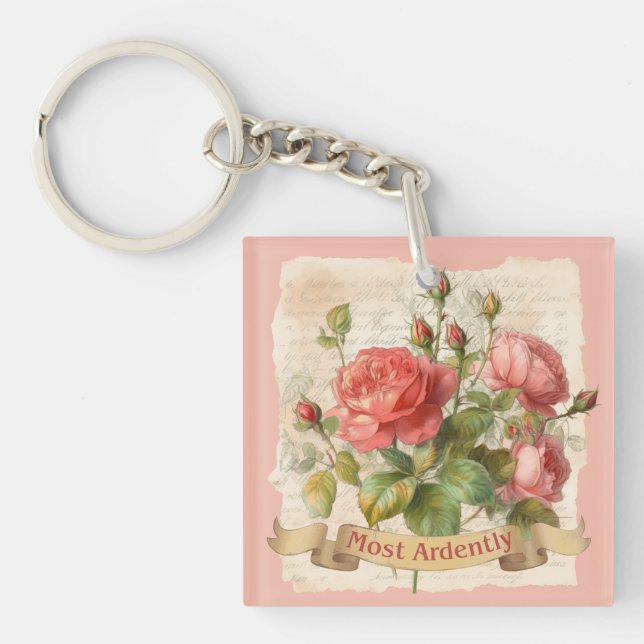 Pride and Prejudice Mr Darcy quote, Most Ardently Key Ring (Front)