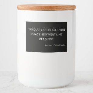 Pride and Prejudice Quote III Food Label