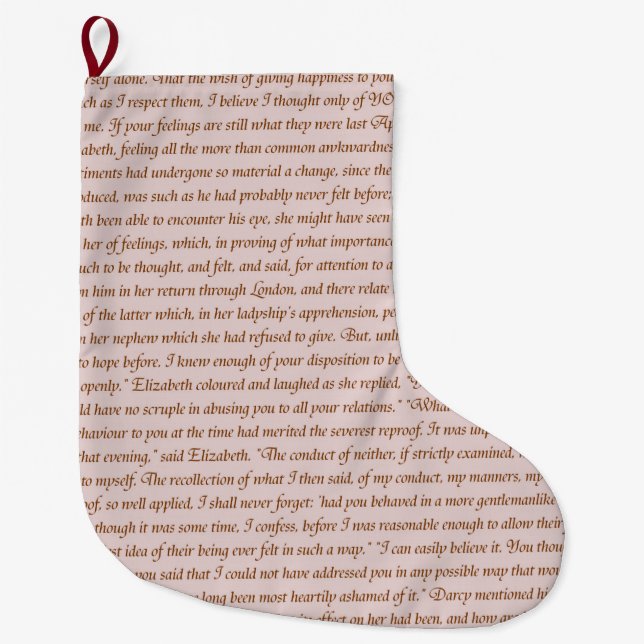 Pride and Prejudice Quote Large Christmas Stocking (Front)
