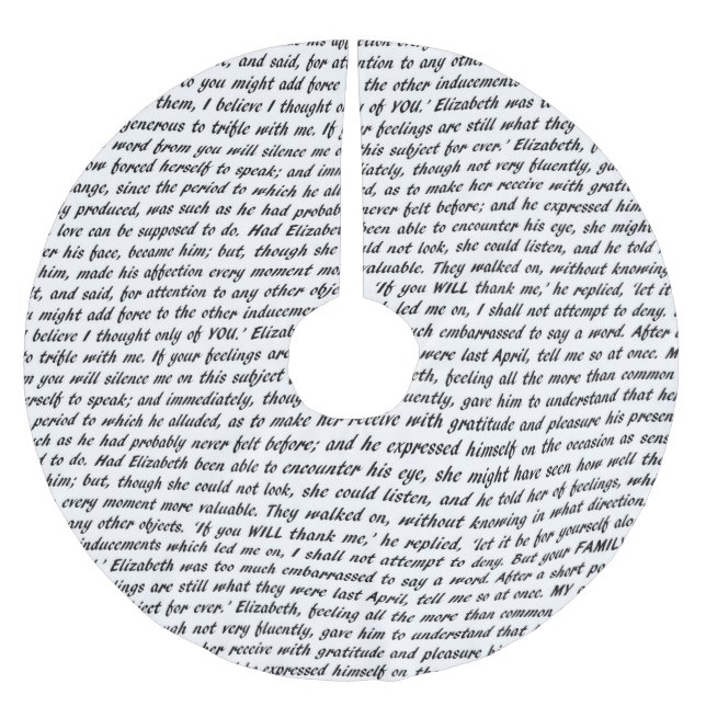 Pride and Prejudice Text Brushed Polyester Tree Skirt (Front)