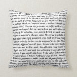 Pride and Prejudice Text Double-Sided Cushion<br><div class="desc">Text from the final proposal scene of Jane Austen’s Pride and Prejudice.</div>