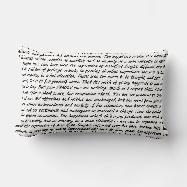 Pride and Prejudice Text Lumbar Cushion (Front)