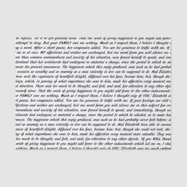 Pride and Prejudice Text Tissue Paper (Front)