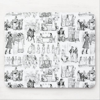 Pride and Prejudice Toile de Jouy Black and White Mouse Pad