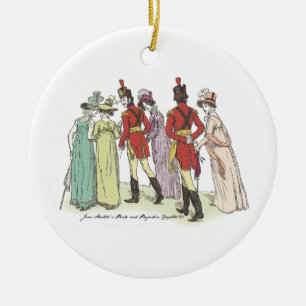 Pride and Prejudice - Walk With The Officers Ceramic Tree Decoration