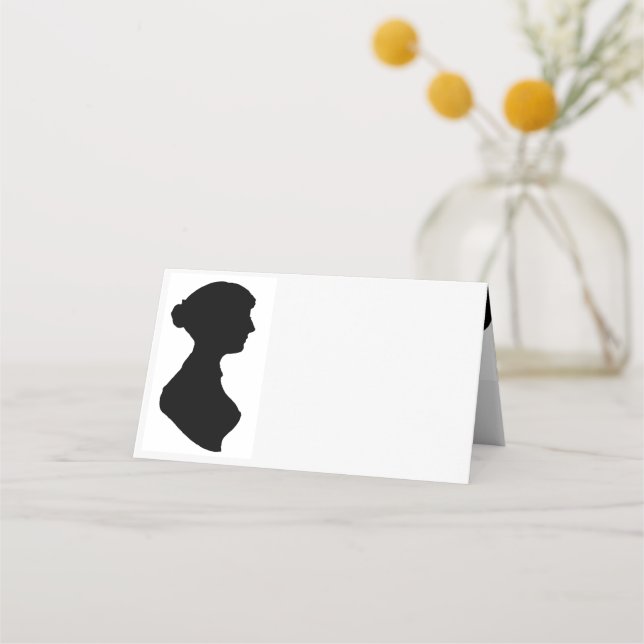 Pride and Prejudice with Jane Austen silhouette Place Card (Front)