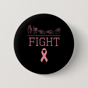 Pride Asl Fight Breast Cancer Awareness Ribbon Gif 6 Cm Round Badge