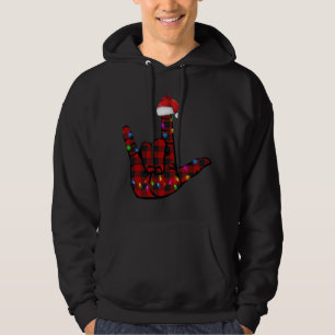 Pride ASL Merry Christmas Sign Language Red Plaid Hoodie
