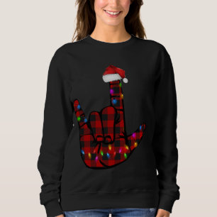 Pride ASL Merry Christmas Sign Language Red Plaid Sweatshirt