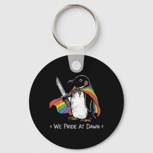 Pride At Dawn Funny Penguin Lgbt Support Pride Key Ring