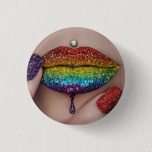 Pride Badges - Rainbow Lipstick Lesbian