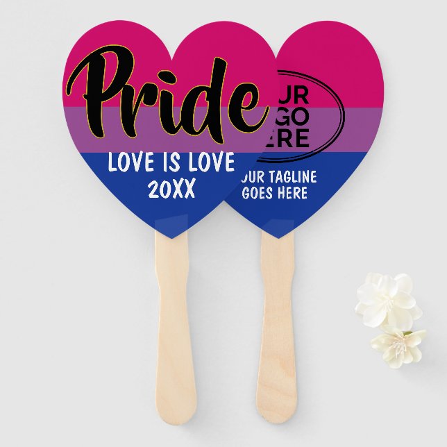 Pride Bisexual Flag Custom Logo Hand Fan (Front and Back)