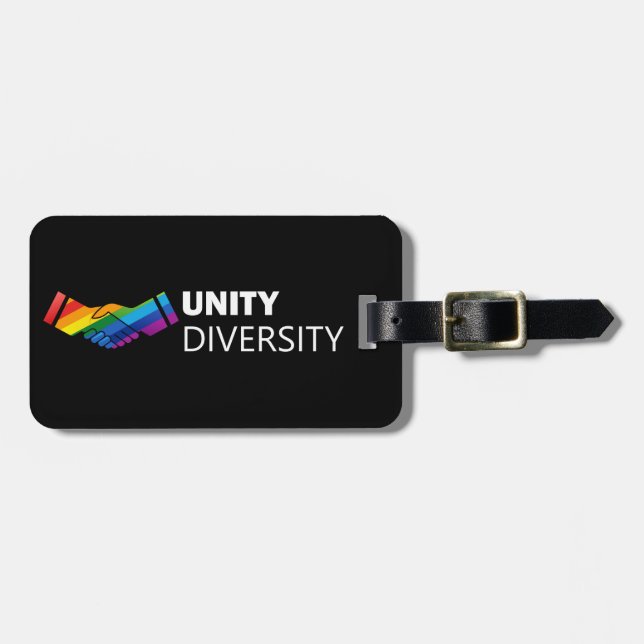 PRIDE BLACK HAND SHAKE LUGGAGE TAG (Front Horizontal)