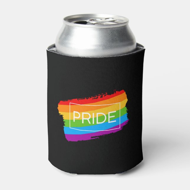 Pride Brushstroke Rainbow Can Cooler (Can Front)