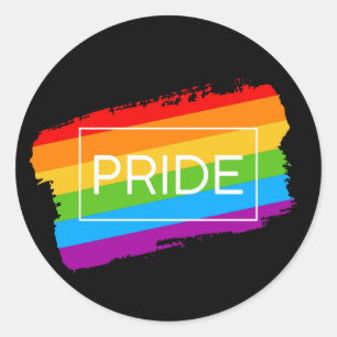 Pride Brushstroke Rainbow Classic Round Sticker