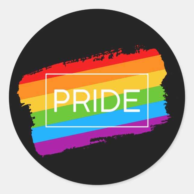 Pride Brushstroke Rainbow Classic Round Sticker (Front)