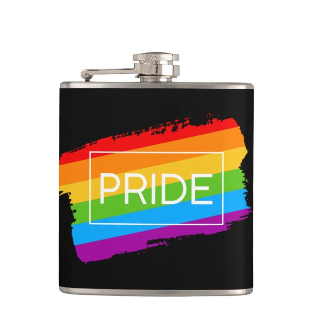 Pride Brushstroke Rainbow Hip Flask (Front)