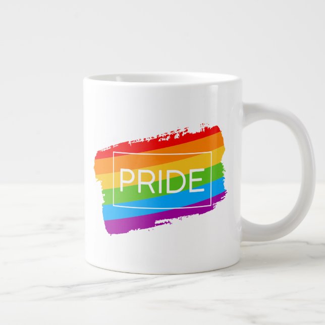 Pride Brushstroke Rainbow Large Coffee Mug (Right)
