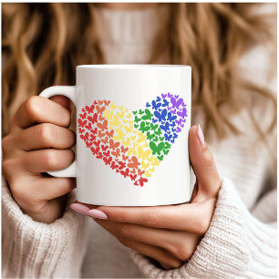 Pride Butterfly Heart– LGBTQ+ Flag Colours Coffee Mug