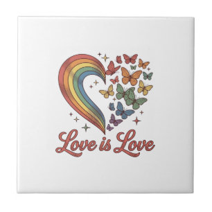 Pride Butterfly Heart Love Is Love Shirt Design_1 Ceramic Tile