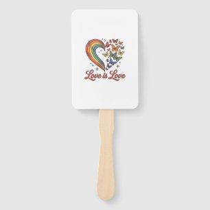 Pride Butterfly Heart Love Is Love Shirt Design_1 Hand Fan