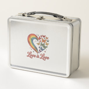 Pride Butterfly Heart Love Is Love Shirt Design_1 Metal Lunch Box