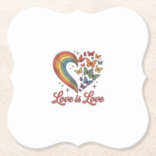 Pride Butterfly Heart Love Is Love Shirt Design_1 Paper Coaster