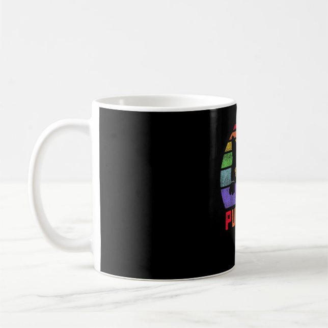 Pride Cat Purride Gay LGBTQ Rainbow Flag Retro Sty Coffee Mug (Left)