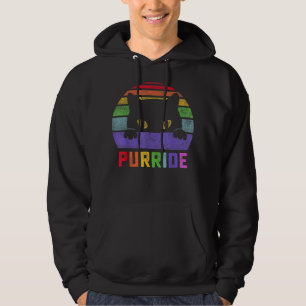 Pride Cat Purride Gay LGBTQ Rainbow Flag Retro Sty Hoodie