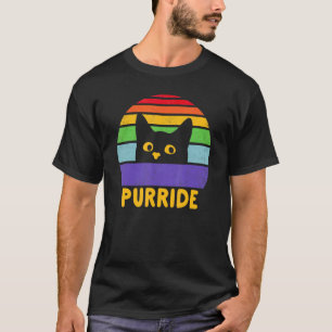 Pride Cat Purride Gay Lgbtq Rainbow Flag Retro Sty T-Shirt
