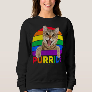 Pride Cat Purride Gay Lgbtq Rainbow Retro Style Sweatshirt
