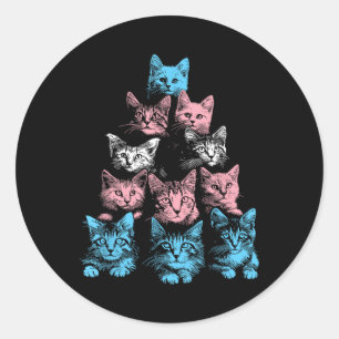 Pride Cats Transgender - Lgbt Trans Flag Cute Cats Classic Round Sticker