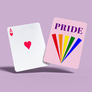 PRIDE colourful lgbt rainbow rays typography Playing Cards