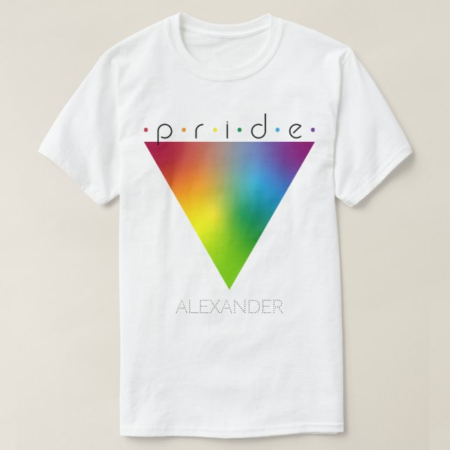 Pride Colourful Rainbow Triangle Gay LGBTQ Name T-Shirt (Design Front)