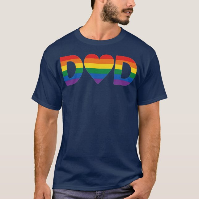 Pride Dad Heart on Fathers Day T-Shirt (Front)