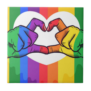 Pride Day concept with hands making a heart Ceramic Tile