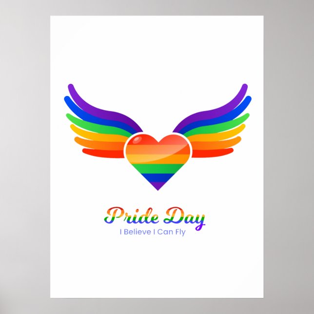Pride day Heart Wing I Believe I Can Fly Poster (Front)