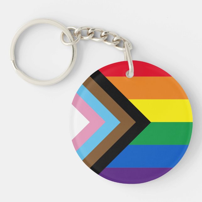Pride diversity Inclusive rainbow Lgbtq gay flag Key Ring (Front)