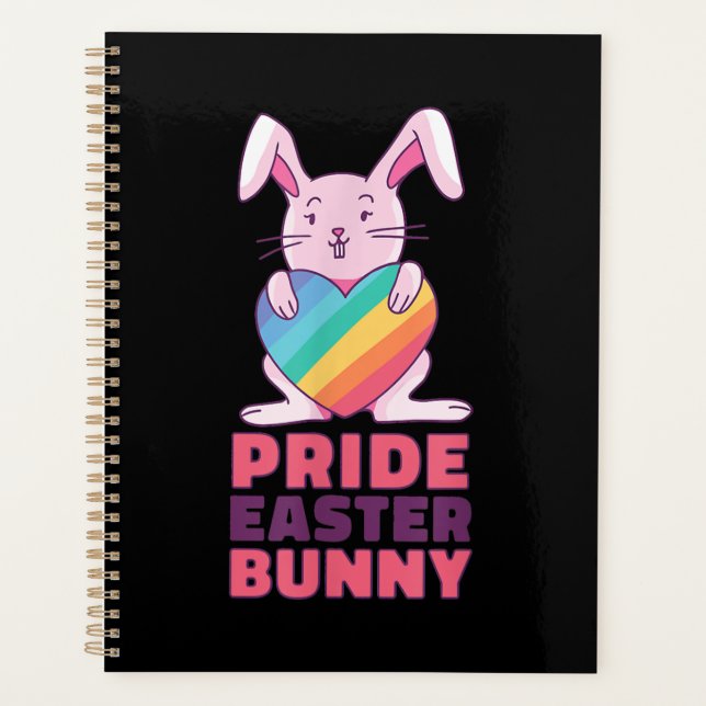 Pride Easter Bunny Rainbow colours LGBT Heart Bunn Planner (Front)