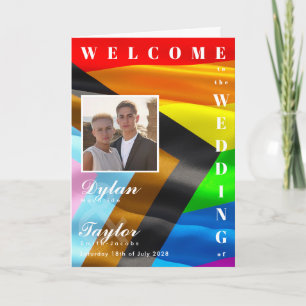 Pride Flag Bold Typography Folded Wedding Photo Program