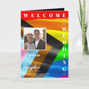 Pride Flag Bold Typography Folded Wedding Program