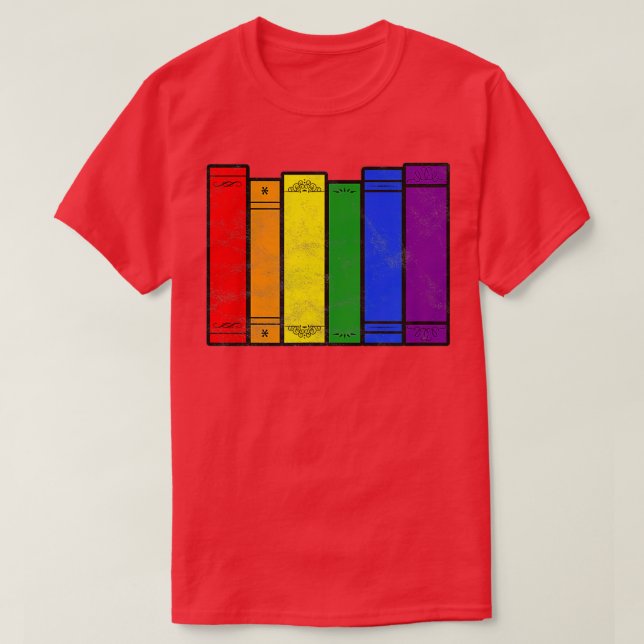 Pride Flag Books Bookish Rainbow Queer Reader Gay  T-Shirt (Design Front)