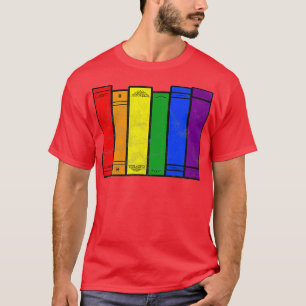 Pride Flag Books Bookish Rainbow Queer Reader Gay  T-Shirt