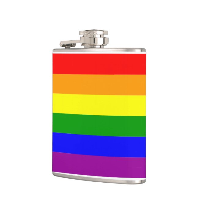 Pride Flag LGBTQIA+ Rainbow Colours Hip Flask (Left)