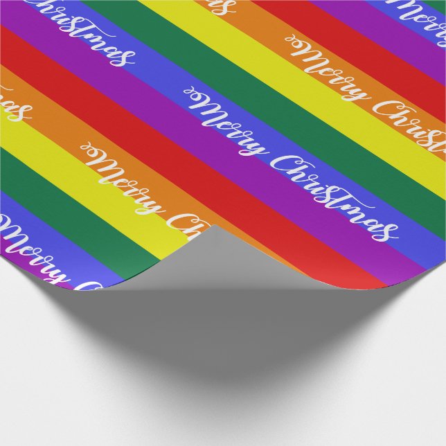 Pride Flag Merry Christmas Pattern Wrapping Paper (Corner)
